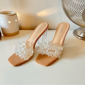Simmi London Heidi Embellished Mules in Beige